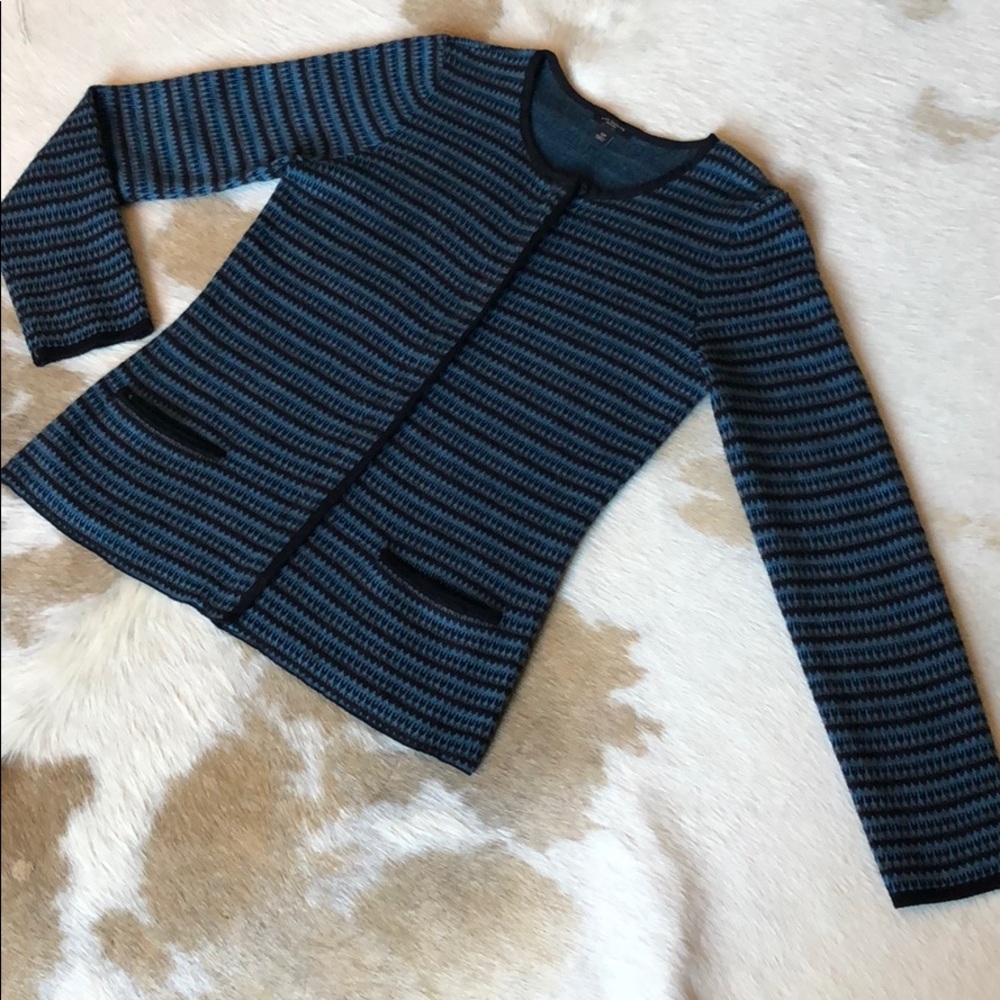 Ann Taylor Petite striped zip cardigan - size SP